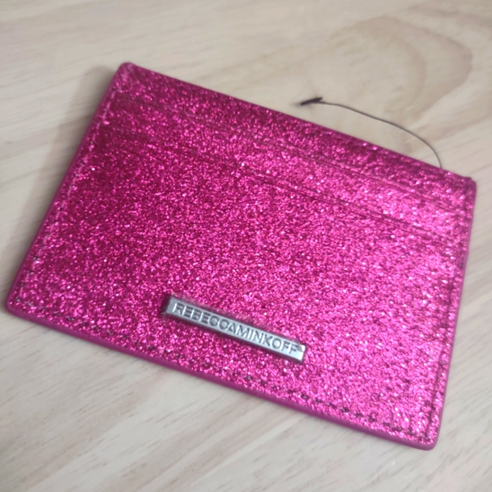 Rebecca Minkoff Pink Glitter Sparkle Cardholder Wallet Accessory Y2K Bling